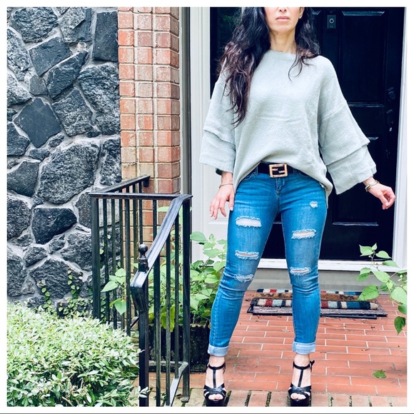 BOHO CHIC LAYERED SLEEVES LOOSE FIT SWEATER - Picture 10 of 16